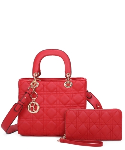 Quilted Top Handle 2in1 Satchel DO281S2 RED